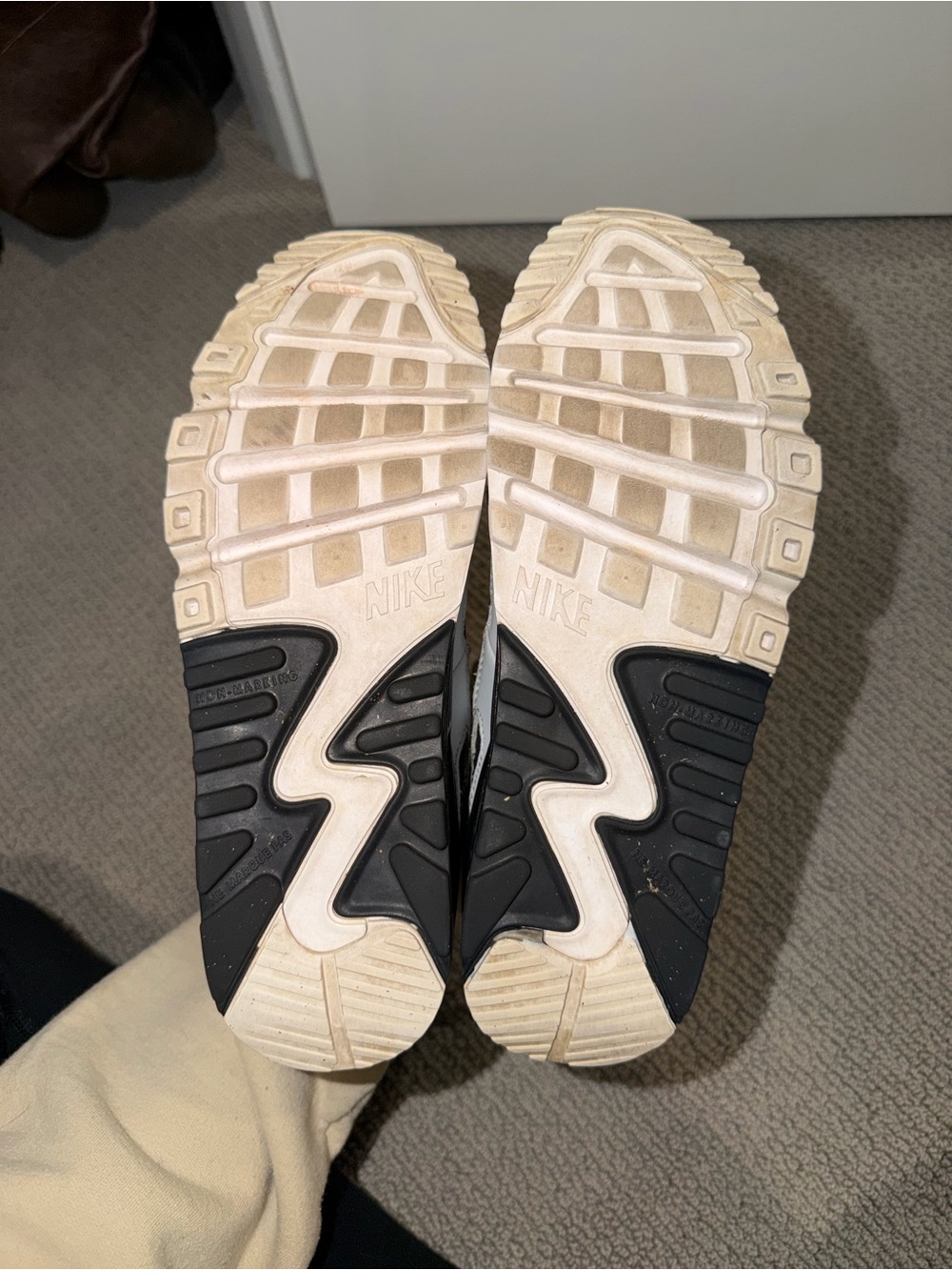 Nike Kids White and Black Air Max Sneakers with Gray Accents - Picture 4 of 5
